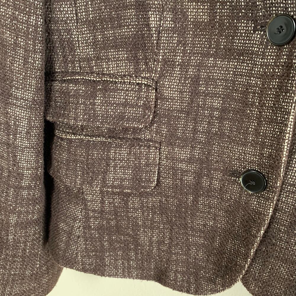 Talbots Petites Brown Tweed Skirt Suit 12P Career Business Jacket Cotton Linen - Picture 6 of 13